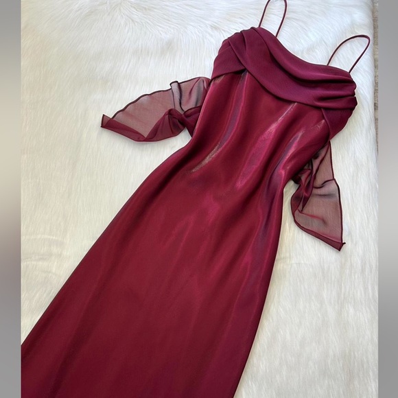 Vintage 90’s Iridescent Crimson Dress Prom Dress Maxi Dress Red Size Large - Picture 8 of 14